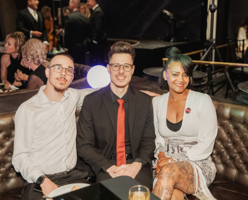 Honoree Alexander Rankin, guest and Denise Charles at a Gala For Good 2025 Benefiting St. Jude's Ranch for Children at Planet Hollywood Resort & Casino in Las Vegas